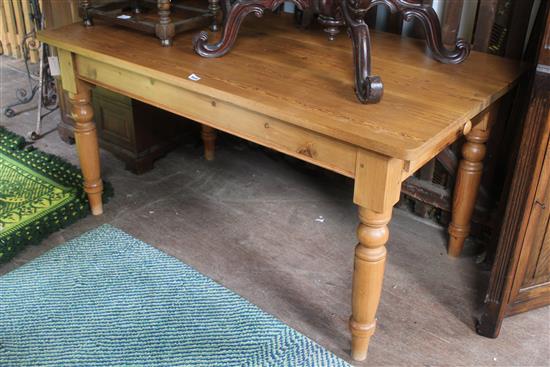 Modern pine kitchen dining table, fitted one drawer